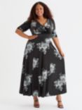 Scarlett & Jo Verity Floral Velvet Maxi Dress, Black/Silver