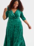 Scarlett & Jo Verity Swirl Velvet Maxi Dress, Dark Green