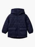 Benetton Kids' Triangle Quilted Jacket, Night Blue