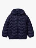 Benetton Kids' Zig Zag Padded Jacket, Night Blue