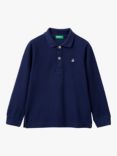 Benetton Kids' Long Sleeve Polo Shirt, Night Blue