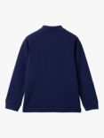 Benetton Kids' Long Sleeve Polo Shirt, Night Blue