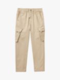 Benetton Kids' Stretch Gabardine Combat Trousers, Sand