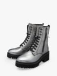 Ravel Leith Leather Lace-Up Biker Boots, Pewter