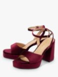 Ravel Surina Velvet Block Heeled Sandals, Burgundy