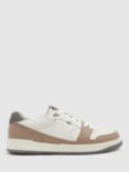 Reiss Astor Leather Colour Block Trainers, Light Brown/ White