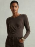 Reiss Ana Ruched Wool Blend Jumper, Chocolate