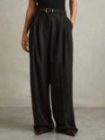 Reiss Freja Wide Leg Trousers, Black