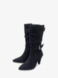 Ravel Guise Suede Pointed Heeled Slouchy Boots, Navy