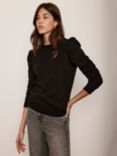 Mint Velvet Puff Sleeve Sweatshirt, Black