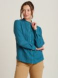 Brakeburn Charmouth Ruffle Button Blouse, Teal