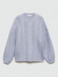 Mango Kids' Cleo Knitted Braided Jumper, Pastel Blue