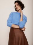 Mint Velvet Funnel Neck Wool Blend Textured Jumper, Blue