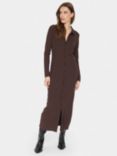 Saint Tropez Goda Rib Knit Shirt Dress, Dark Oak