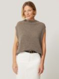 Jigsaw Cloud Pure Cashmere Cap Sleeve Top, Taupe