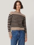 Jigsaw Cloud Cashmere Stripe Jumper, Neutral