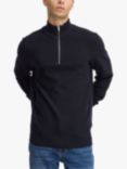 Casual Friday Karl Half-Zip Structured Knit Top, Dark Navy