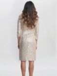 Gina Bacconi Amanda Knot Front Sequin Dress, Taupe