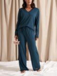 Pretty You Bamboo Lace V-Neck Pyjama Set, Teal