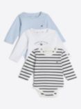 Tommy Hilfiger Baby Long Sleeve Bodysuits, Pack of 3, Blue/White/Multi