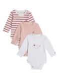 Tommy Hilfiger Essential Bodysuits, Pack of 3, White/Rose/Multi