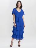 Gina Bacconi Rebecca Tiered Midi Dress, Cobalt