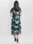 Gina Bacconi Frances Floral Midi Dress, Bright Teal