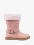 ToeZone Kids' Jo Leather & Suede Fur Boots, Pink