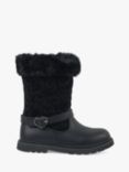 ToeZone Kids' Lumi Leather & Suede Fur Boots, Black