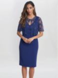 Gina Bacconi Theresa Beaded Dress & Jacket Set, Navy