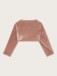 Monsoon Baby Niamh Velvet Cardigan, Pale Pink