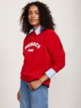 Mint Velvet Monaco Slogan Sweatshirt, Red/White