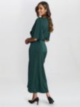 Gina Bacconi Misha V-Neck Midi Dress, Dark Green