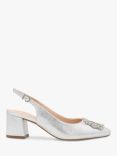 Paradox London Filomena Wide Fit Pointed Heeled Slingbacks, Silver