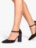 Paradox London Rana Micro Suede Block Heel Court Shoes, Black