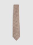 Reiss Albarese Silk Geometric Tie, Oatmeal