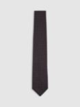 Reiss Pelosa Silk Blend Geometric Tie, Navy/Tobacco