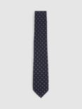 Reiss Rimini Wool Silk Blend Geometric Tie, Navy