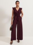 Phase Eight Petite Ayla Ruffle Jumpsuit, Burgundy