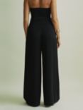 FLORERE Pleat Waist Wide Leg Trousers, Black