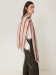 Jigsaw Cass Stripe Silk Scarf, Red