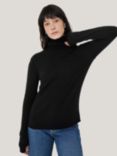 Jigsaw Cloud Cashmere Polo Jumper, Black