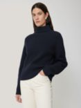 Jigsaw Fishermans Rib Merino Wool Jumper, Navy