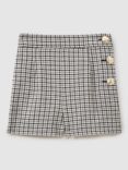 Reiss Kids' Charlie Dogtooth High Waisted Shorts, Black