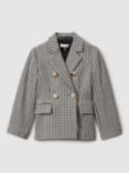 Reiss Kids' Charlie Dogtooth Tailored Jacket, Black