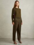 Reiss Essie Pull On Tapered Trousers, Khaki