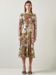 L.K.Bennett Marcel Floral Sequin Midi Dress, Rose Gold/Multi