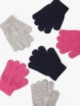 Angels by Accessorize Kids' Plain Gloves, Pack of 3, Grey/Pink/Black