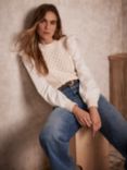 Mint Velvet Scallop Trim Jumper, Ivory