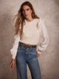 Mint Velvet Scallop Trim Jumper, Ivory